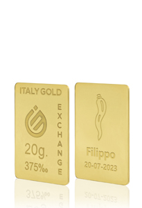 Lingotto Oro corno portafortuna 9 Kt da 20 gr. - Idea Regalo Portafortuna - IGE: Italy Gold Exchange